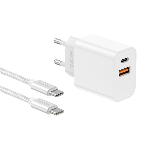 NOVANL – CHARGEUR 20W USB-A ET USB-C + CÂBLE USB-C – USB-C