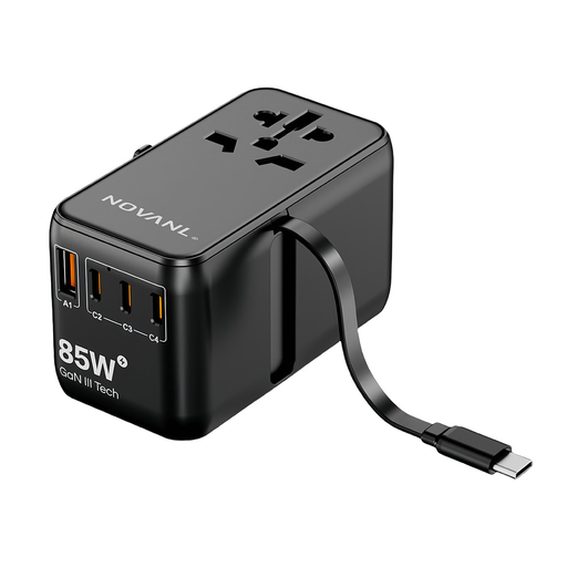 NOVANL – CHARGEUR UNIVERSEL 85W (3X USB-C + 1X USB-A) AVEC CÂBLE USB-C